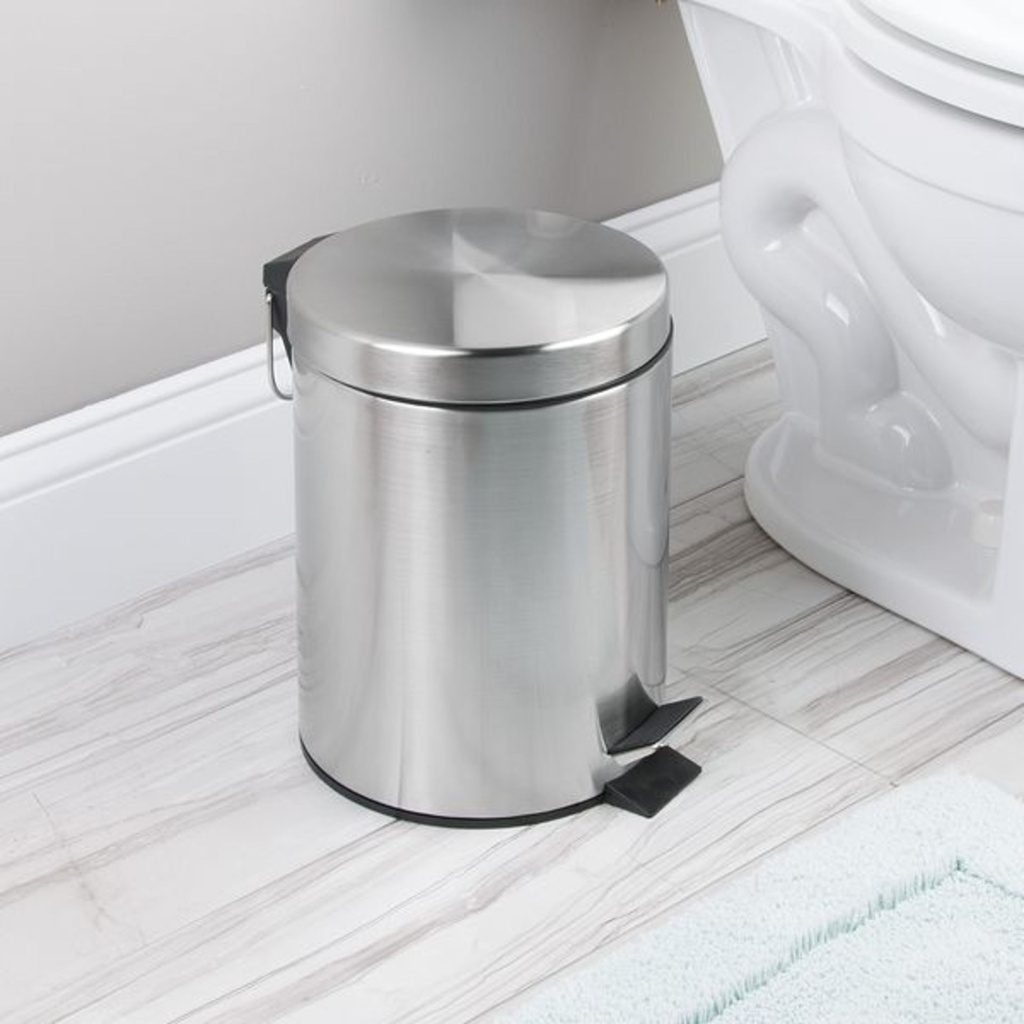 Poubelle avec couvercle brosse 5l