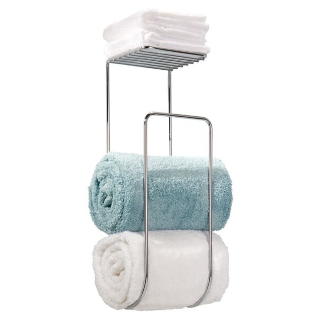d-Porte serviette murale avec tablette crhome