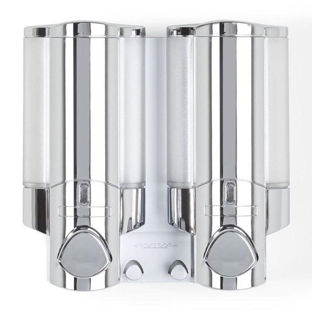 Discontinué - Pompe à savon aviva murale double chrome
