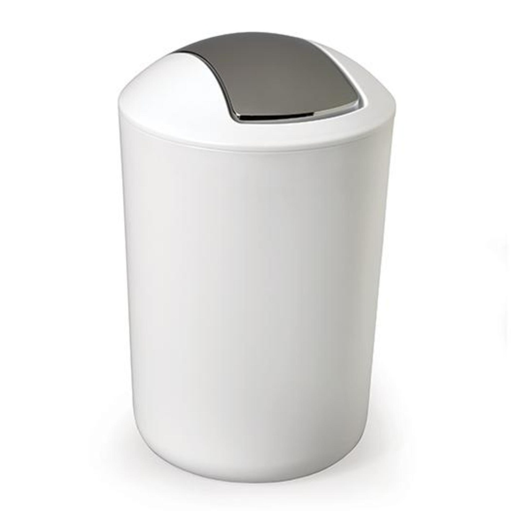 Poubelle flip blanche avec couvercle 6l