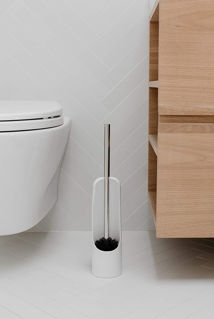 [6UB-023274-660] Brosse de toilette touch blanche