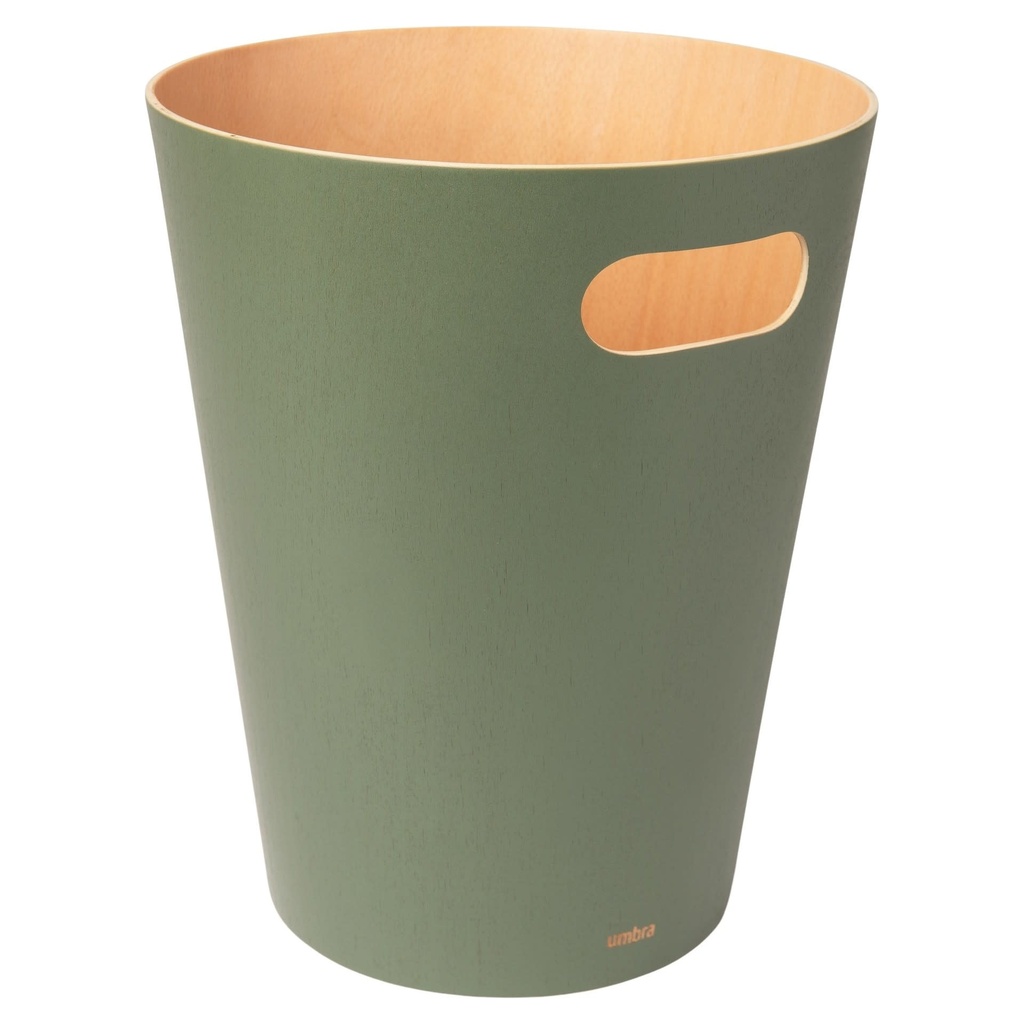 Poubelle woodrow en bois vert mousse