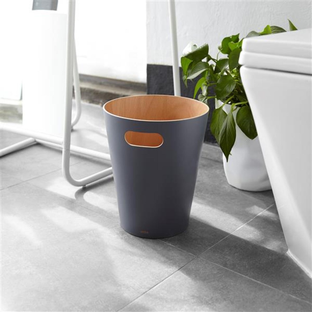 Poubelle woodrow en bois charcoal