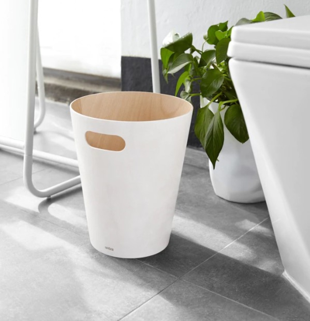 Poubelle woodrow en bois blanche