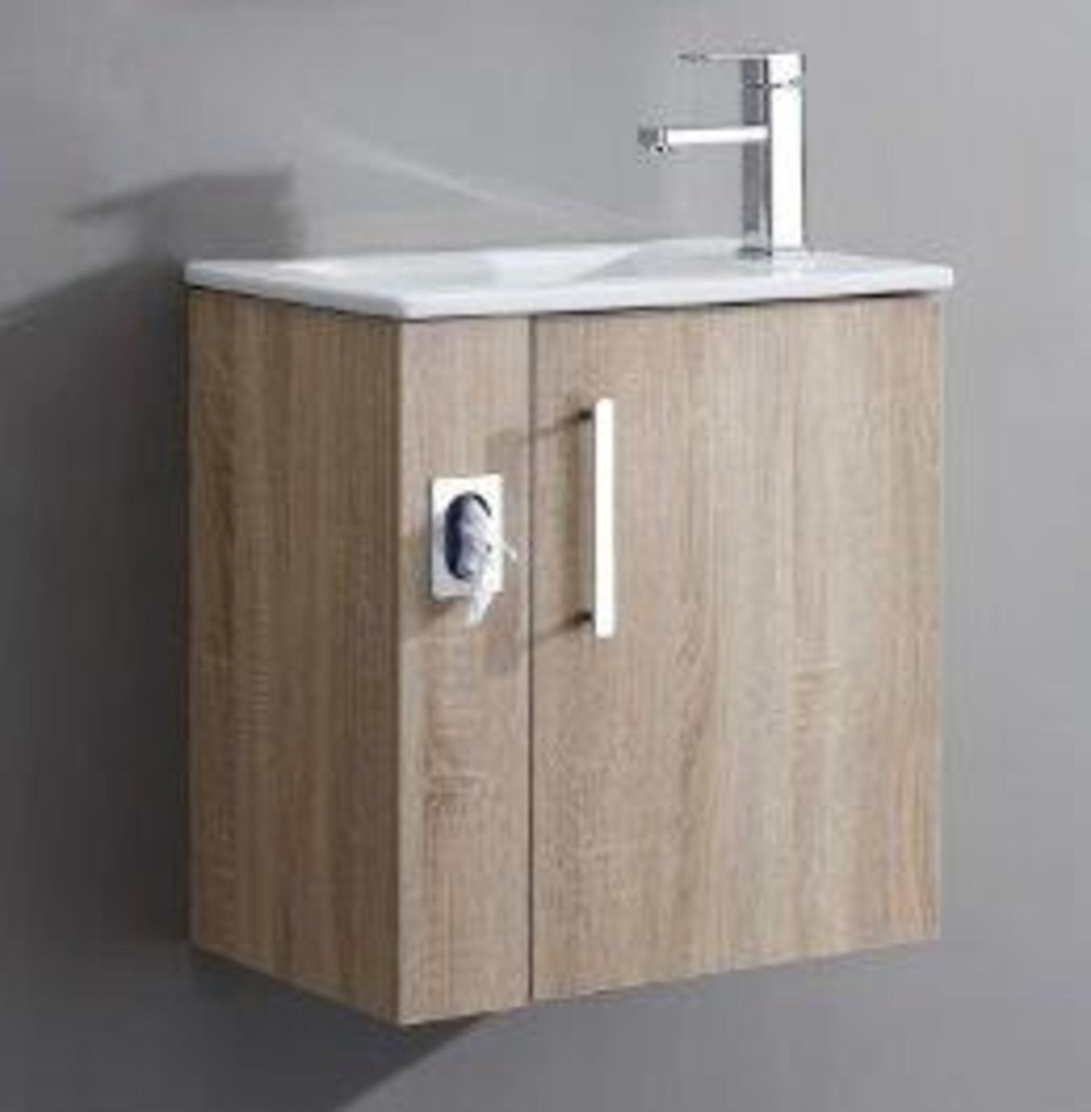 [7LIG-092-550A-43164] Vanite amethyste 21- 3/4 x 13 bois dessus porcelaine blanc