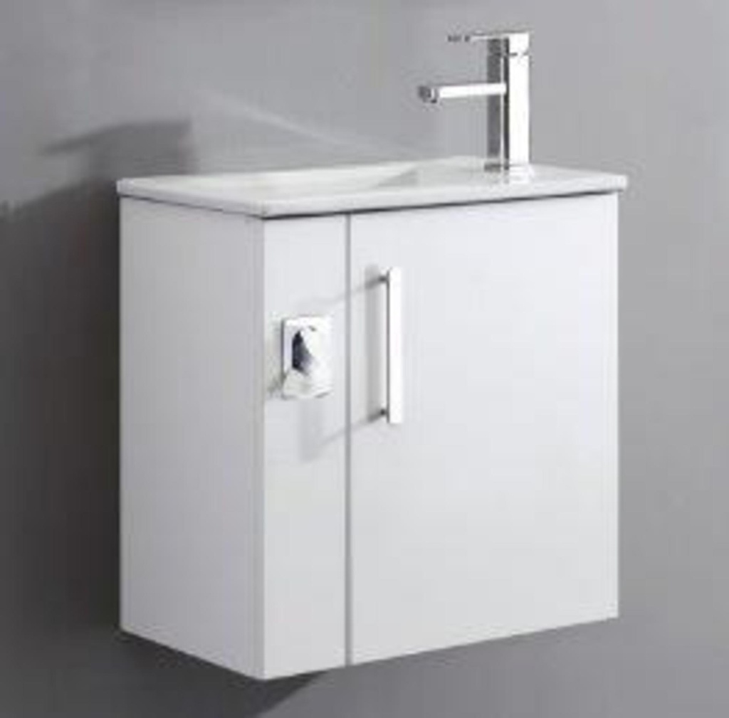 [7LIG-092-550A-BL] Vanite amethyste 21- 3/4 x 13 blanc dessus porcelaine bl