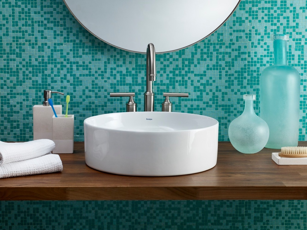 [1CH-1280-MW] Lavabo rond flow sans trop-plein 15-1/4po blanc mat