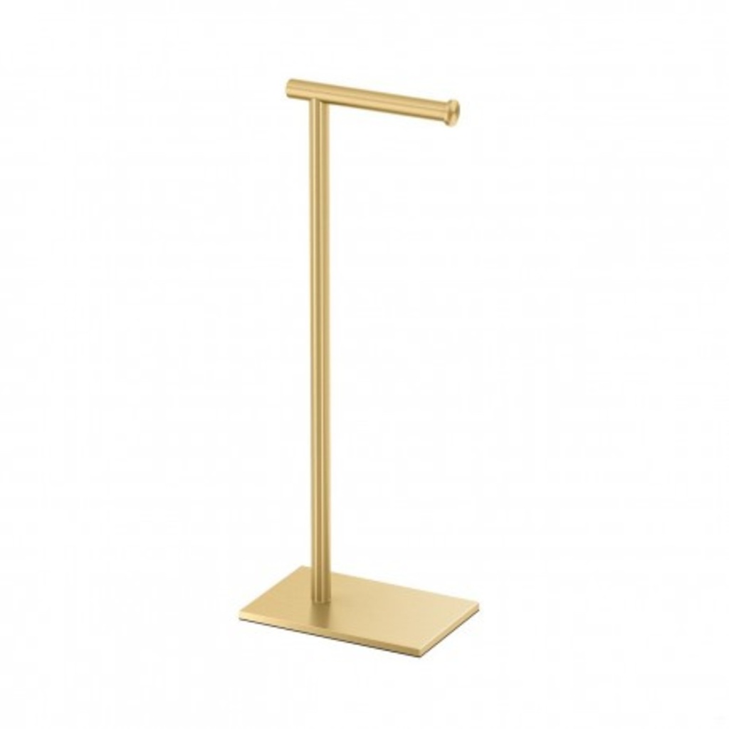 Porte papier sur pied carre laiton satine