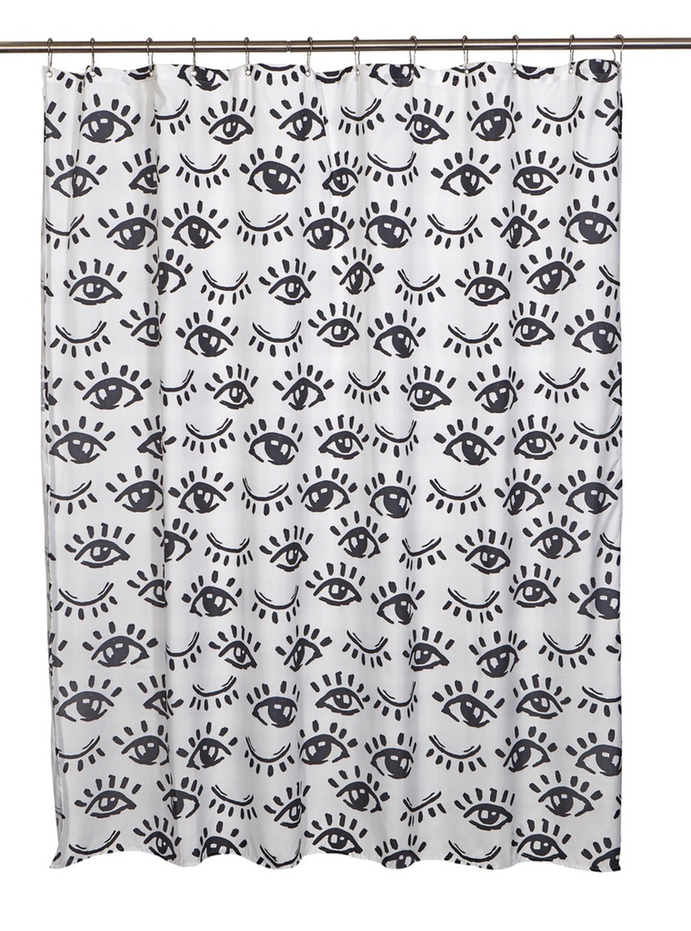 Rideau de douche eyes noir/blanc 71x71