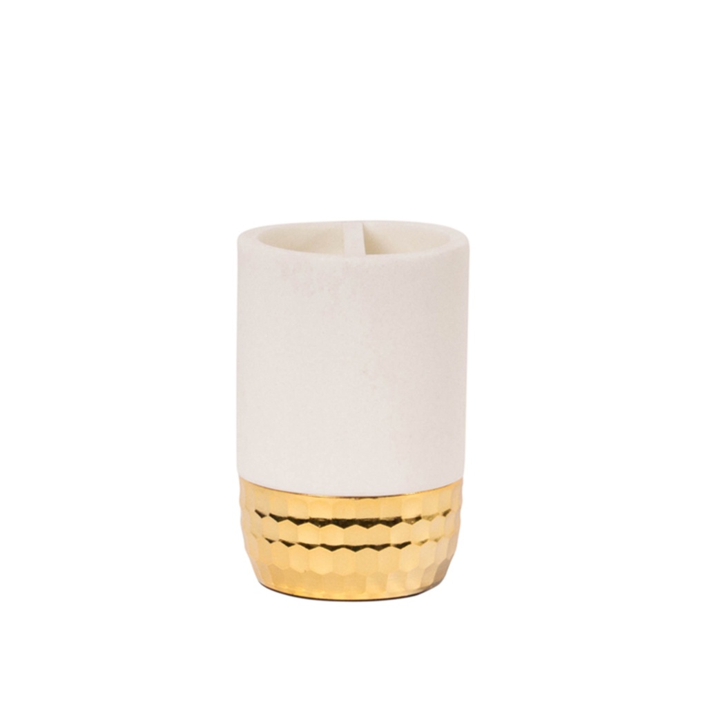 D- Porte brosse a dent zeus blanc/or