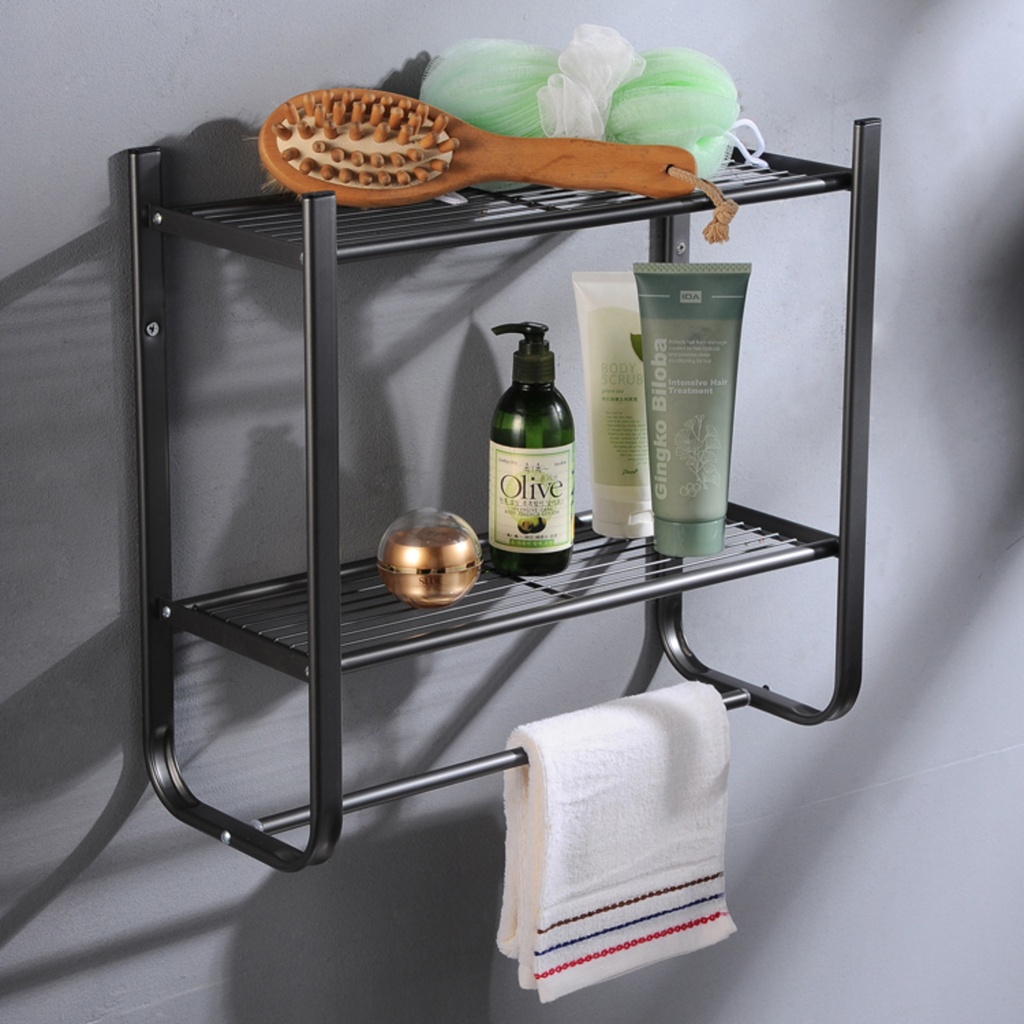 D- Etagere murale edge en metal noir mat