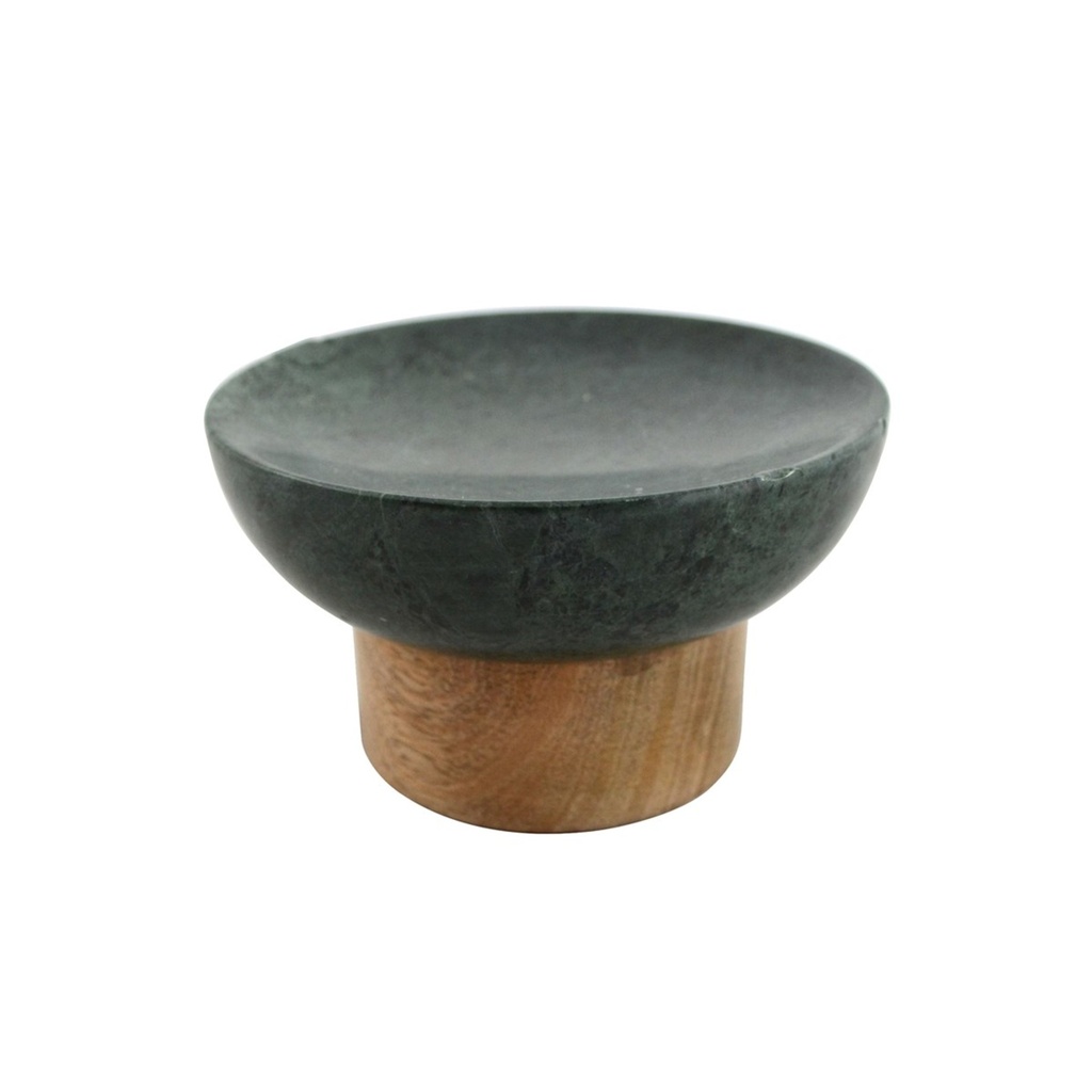 Discontinué - Porte savon ardoise verte et bois naturel