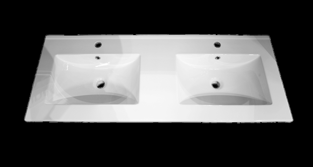 COMPTOIR EN PORCELAINE DE 48PO AVEC DEUX LAVABO