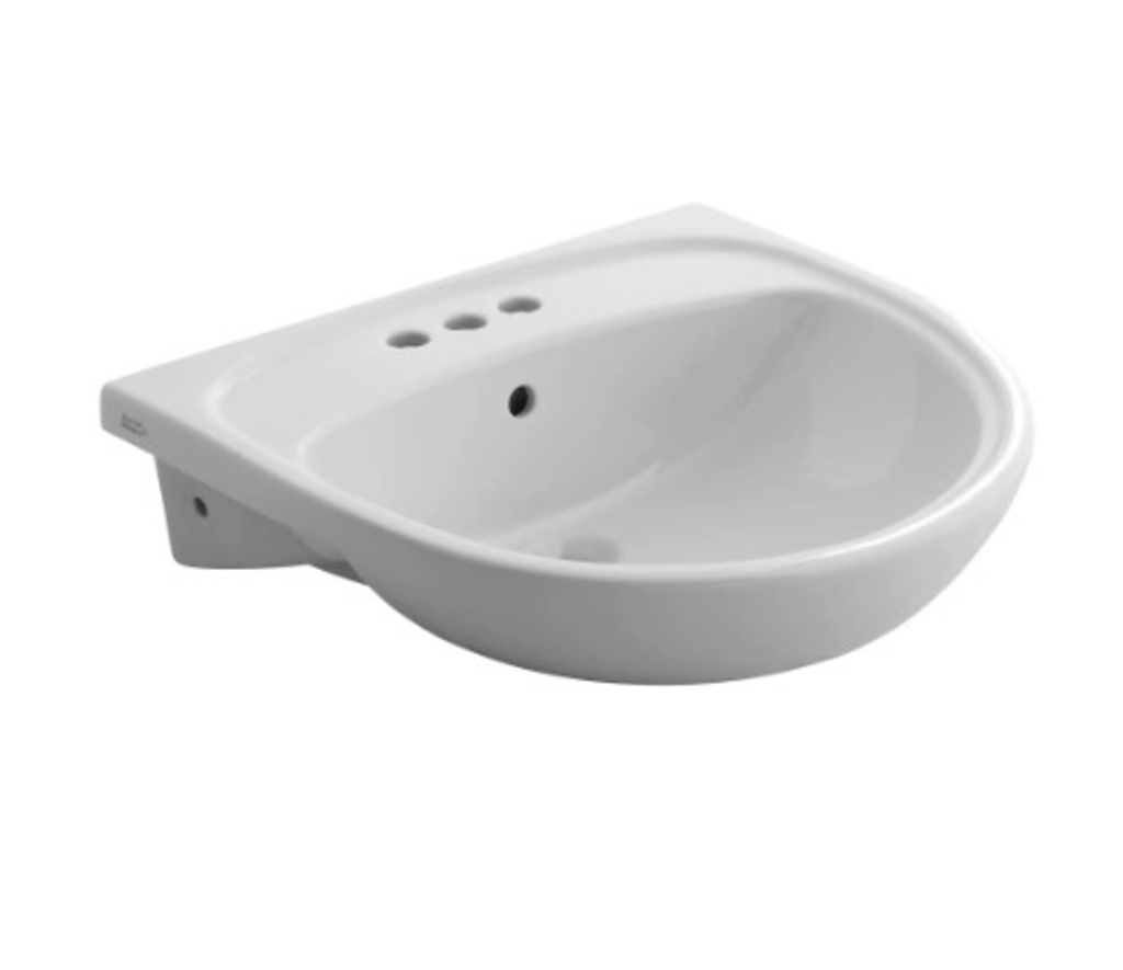 [1AS-9960.403.020] Lavabo semi-encastré mezzo trous 4po en porcelaine blanche