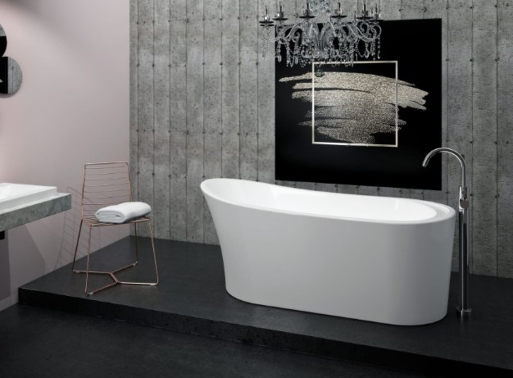 [S-1NE-PAR3266F1] Demo-bain paris autoportant 1 piece 32x66 avec drain chrome blanc et percé 3 trous