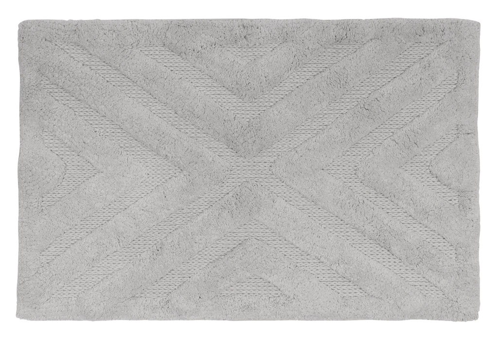 Tapis de bain diamond en cotton gris/blanc