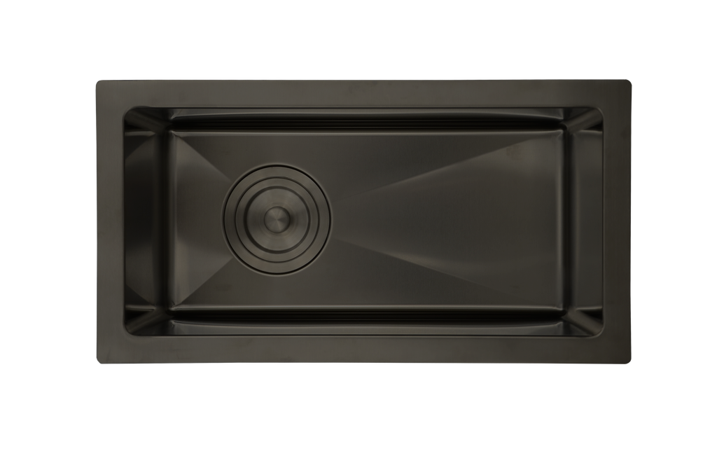 [1LIG-SR1019-8-B] Évier de bar sous-plan avec grille et crépine panier de luxe 10 x 19po stainless noir