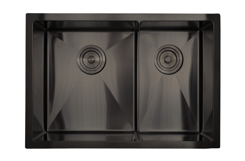 [1LIG-SR2618BLZ-87-B] Evier sous plan 26x18 1 cuve 1/2 2 profondeurs stainless noir avec grille et crepine panier de luxe
