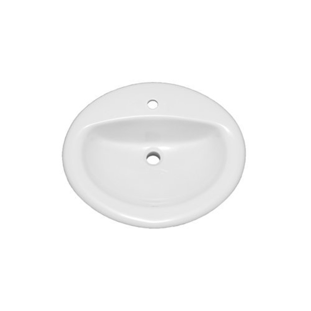 Lavabo oval sur plan rockaway 20-1/2 x 18 percé monotrou en porcelaine blanche