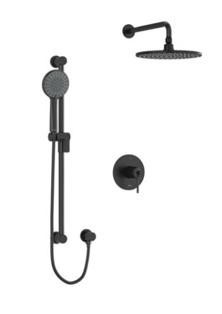 Finition kit de douche avec tête pluie noir mat