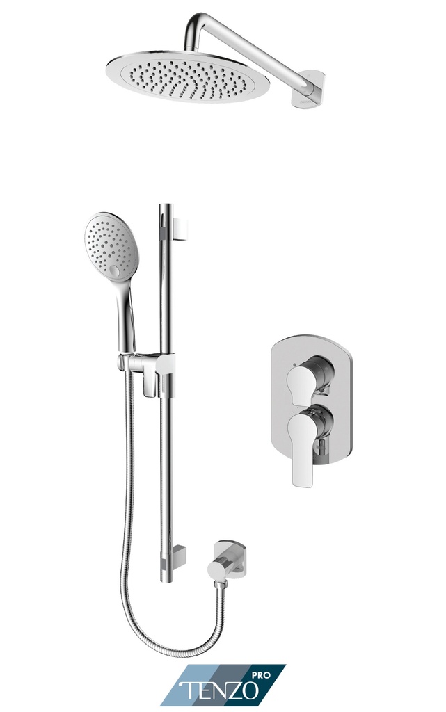 Finition kit de douche galia rond 2 voies partagées pression balancée chrome