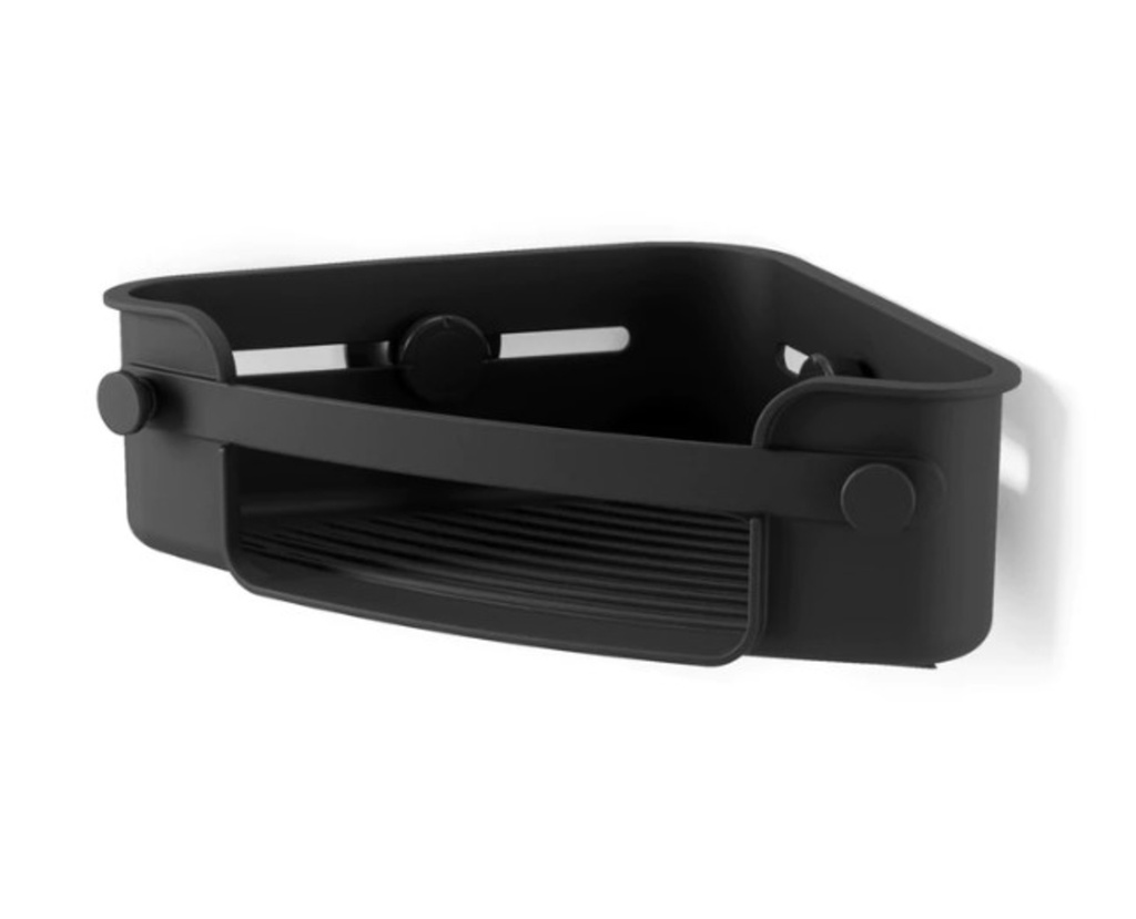 D-Panier de douche en coin flex avec ventouse à succion 30 x 18 x 9 noir
