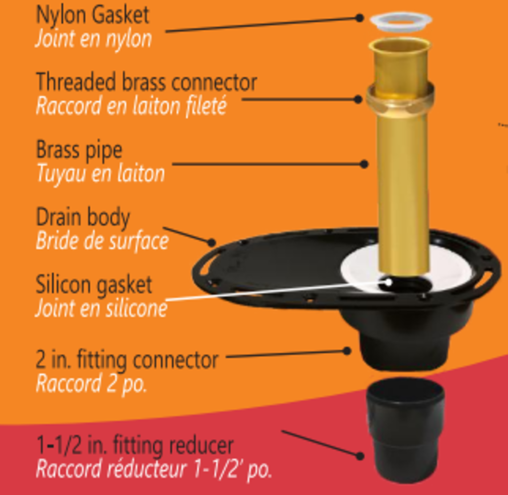 Drain de plancher pour bain connecteur rapide