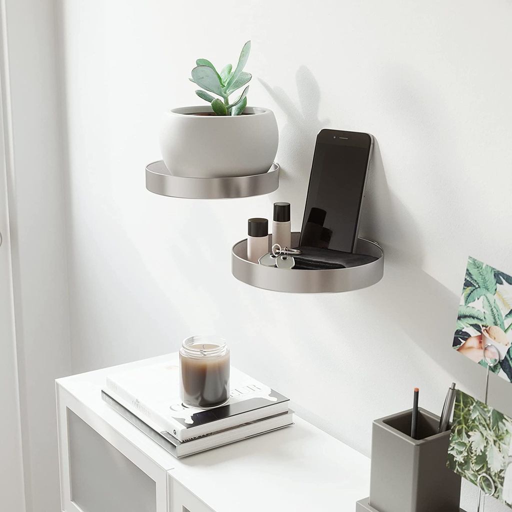 ENSEMBLE DE 2 TABLETTES MURALES PERCH 6''D NICKEL