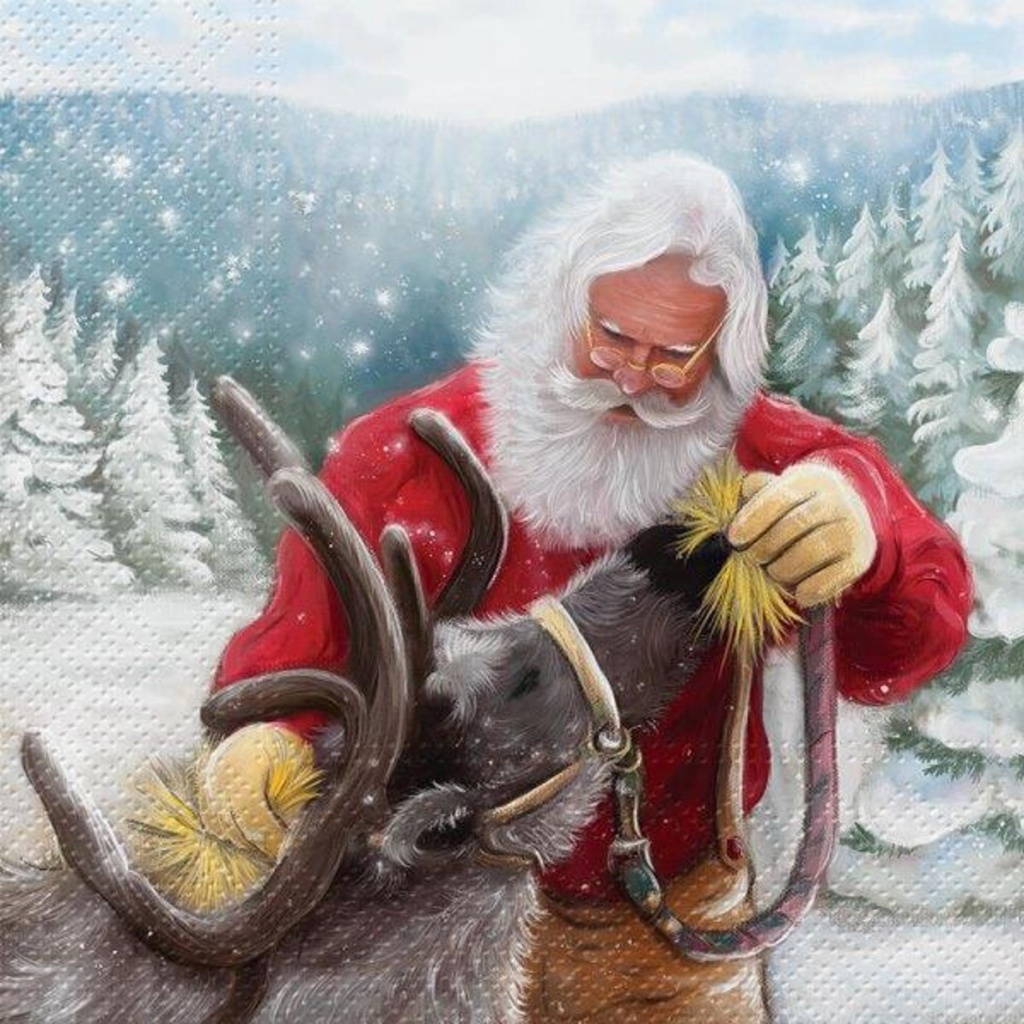 Serviette de table renne du peÌ€re noel