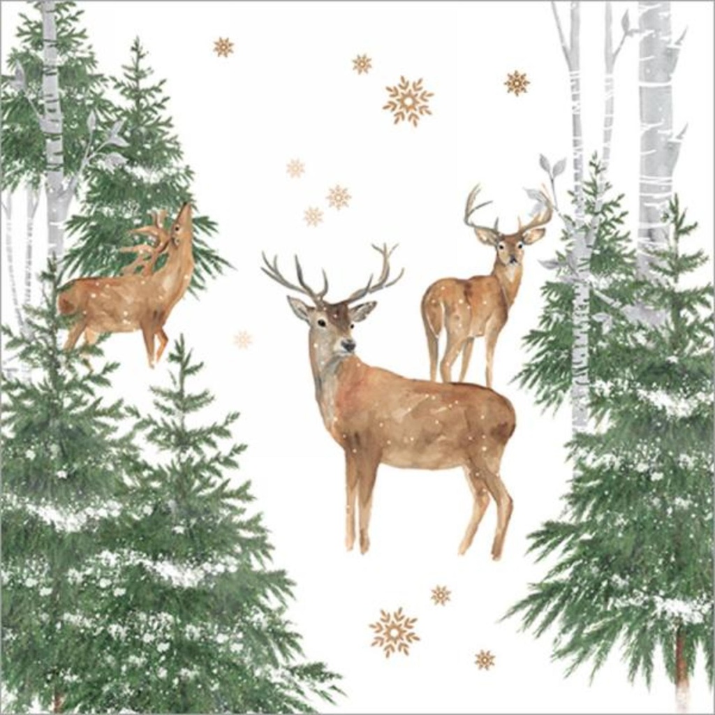 Serviette de table cerfs dans la foreÌ‚t