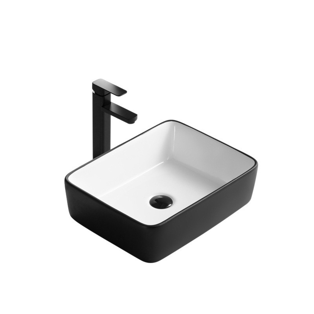 Vasque suny 18-3/4 x 14-1/4 x 5 intérieur blanc/extérieur noir