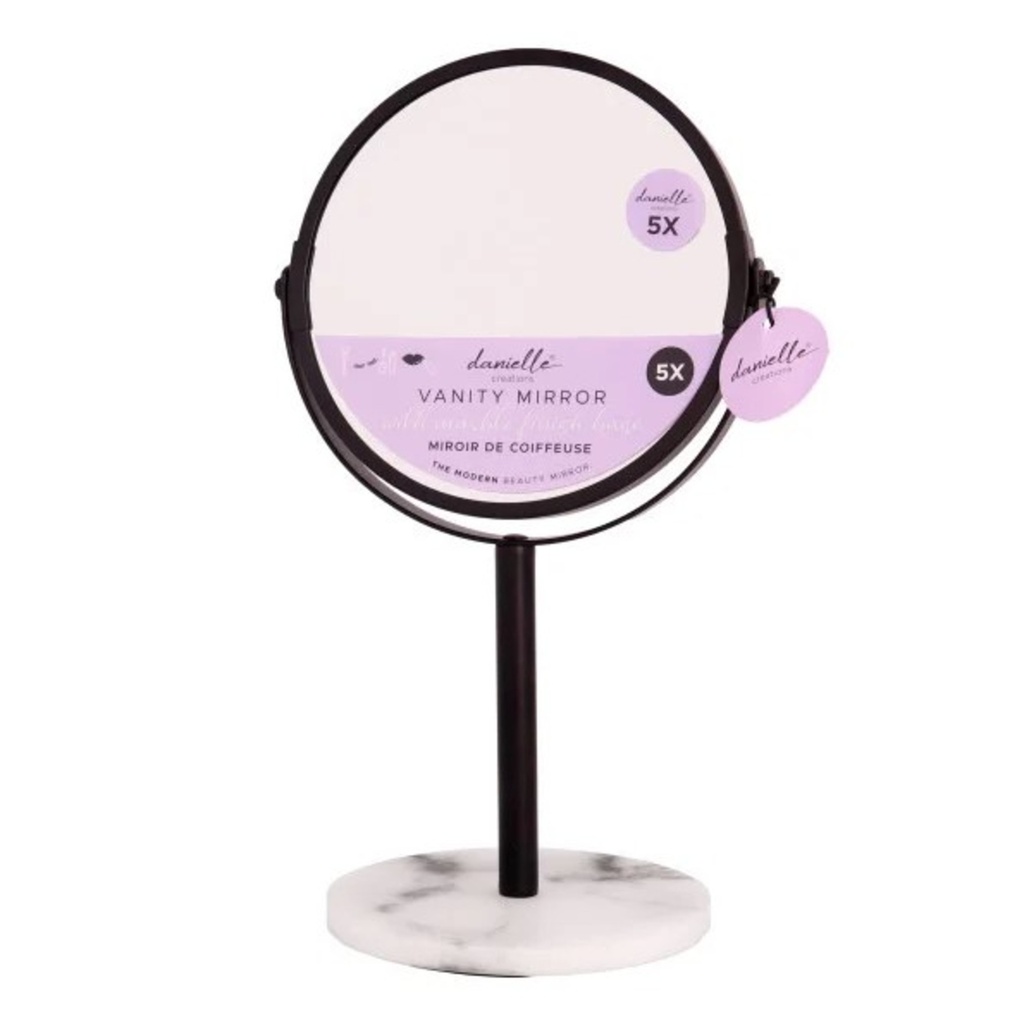 Miroir de vanité midi 1x / 5x noir et marbre