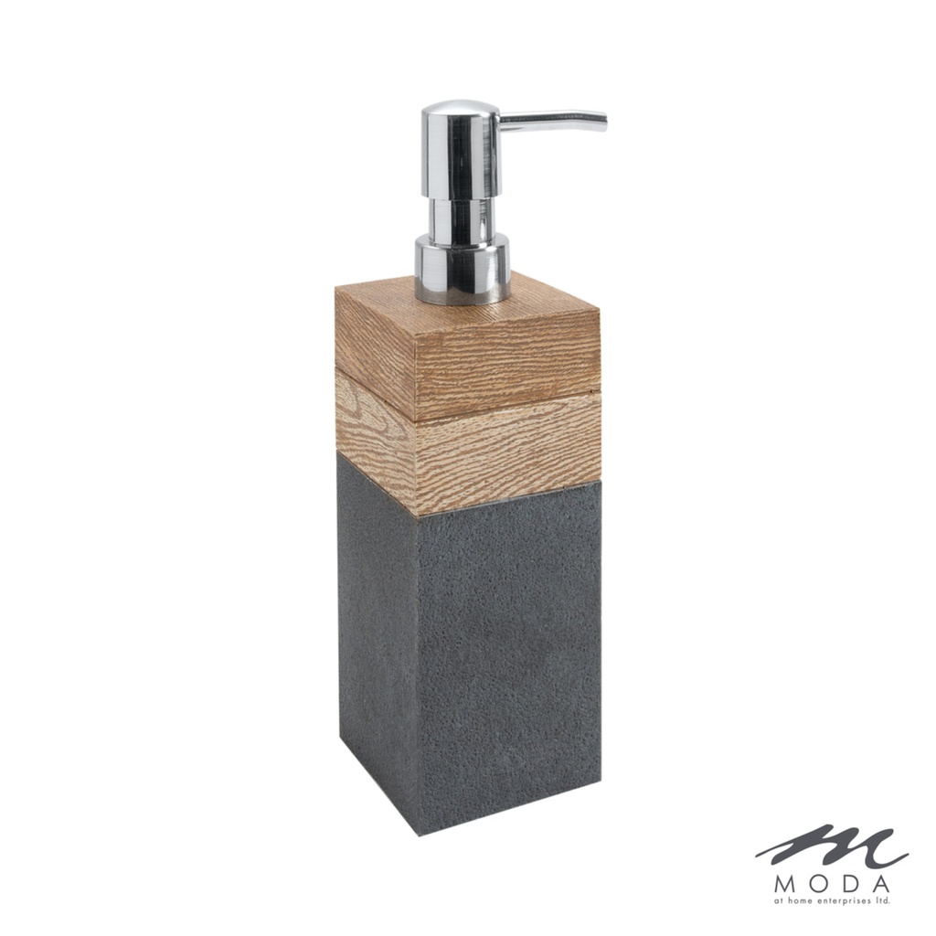 Pompe a savon kenora en resine effet bois 2 tons et gris