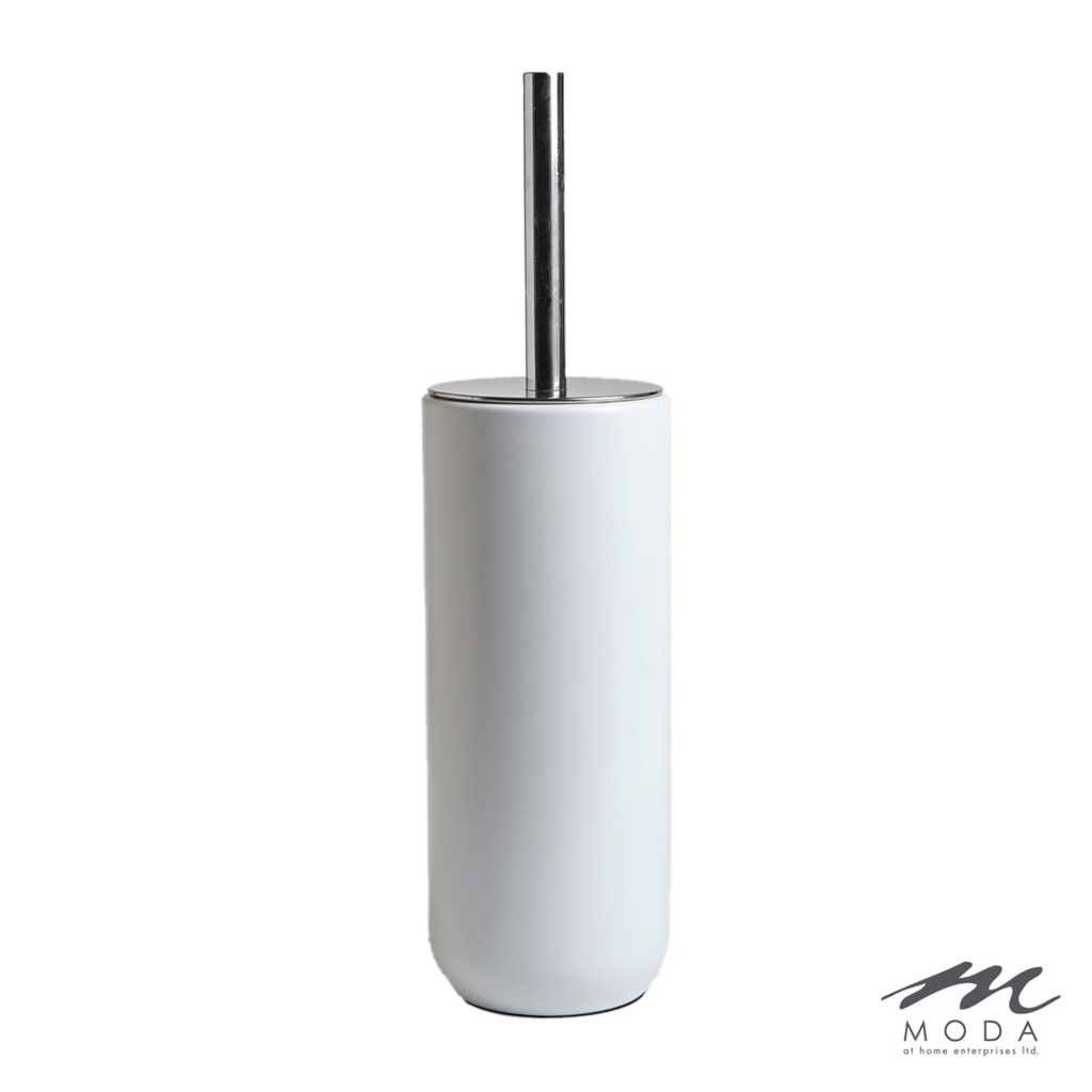 [6MT-305865-WHT] Brosse de toilette kanata stainless et en résine blanche