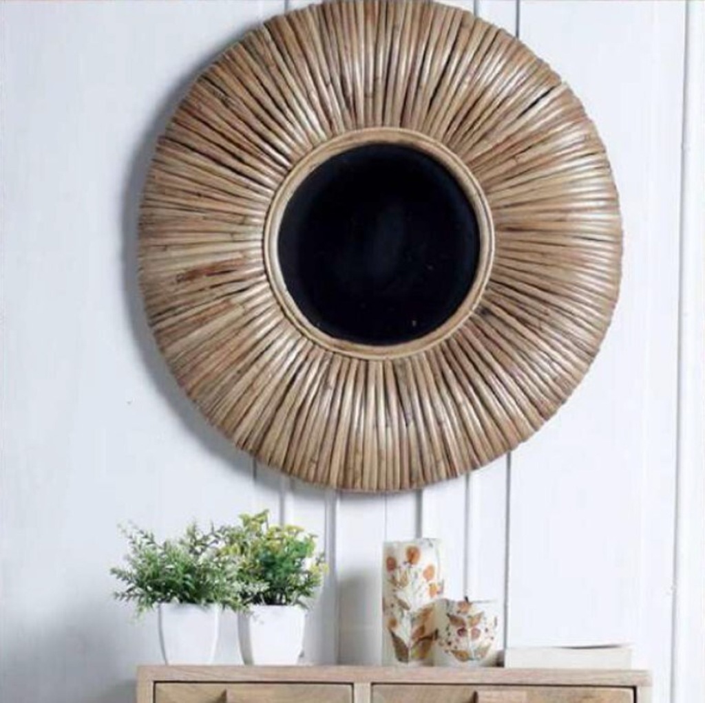 Miroir en rotin rond 22''