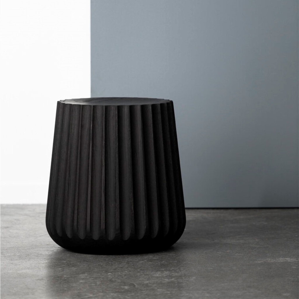 Banc en bois rond noir 18 x 16h