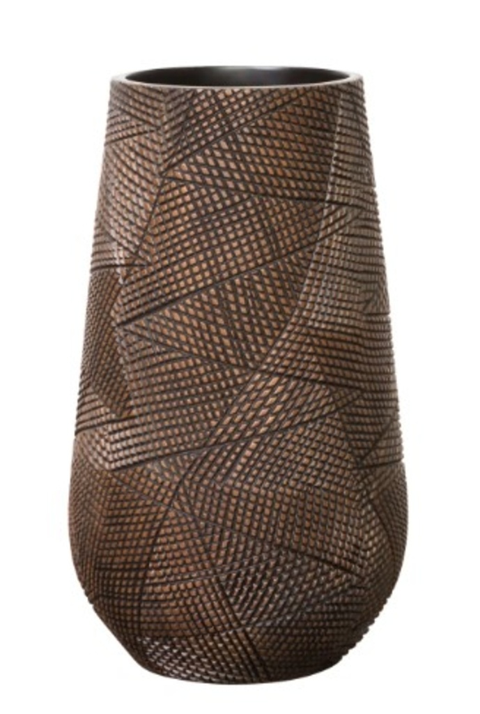 Vase diamond brun/noir en resine scluptete 12d x 20-1/2h