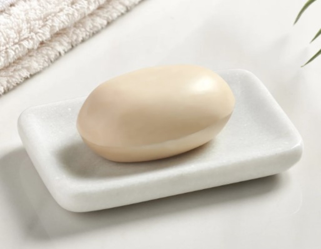 Savonnier rectangulaire en marbre blanc