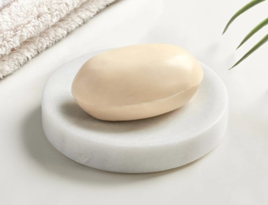 Porte savon rond en marbre blanc