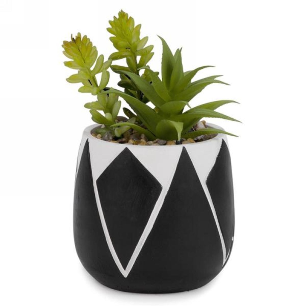 Plante en pot géométrique noir/blanc