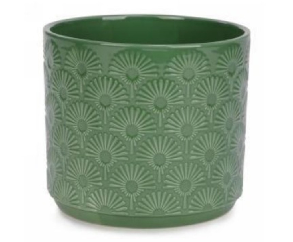Cache-pot en creamique texture verte 7d x 6h