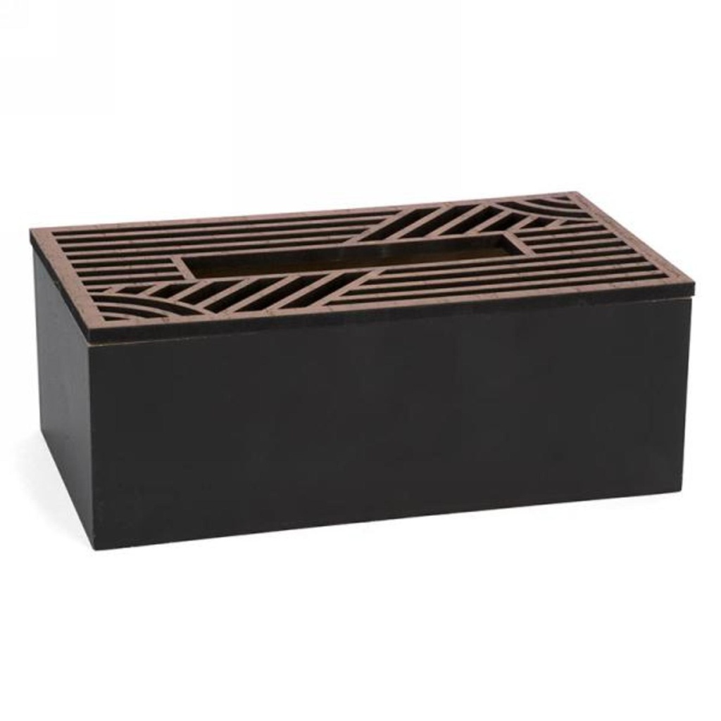 [6AT-LH5979] Boite de mouchoir en bois fonce et noir