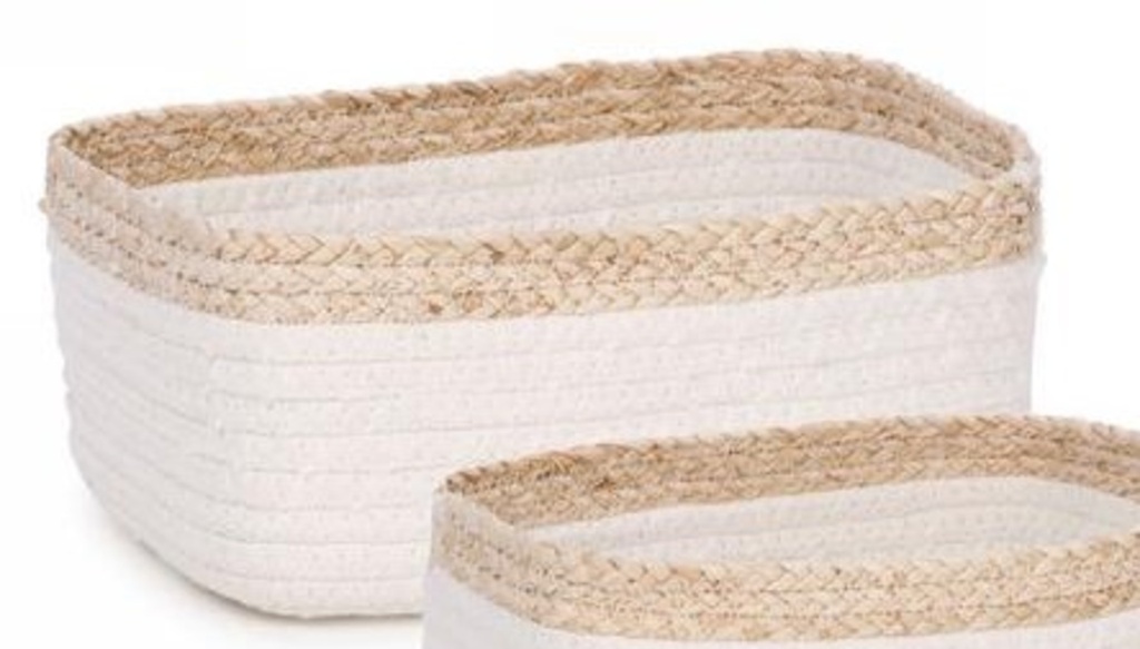 Grand panier tisse blanc/naturel 8 x 5