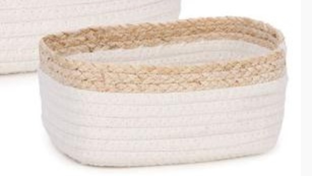 Petit panier tisse blanc/naturel 6 x 3-1/2
