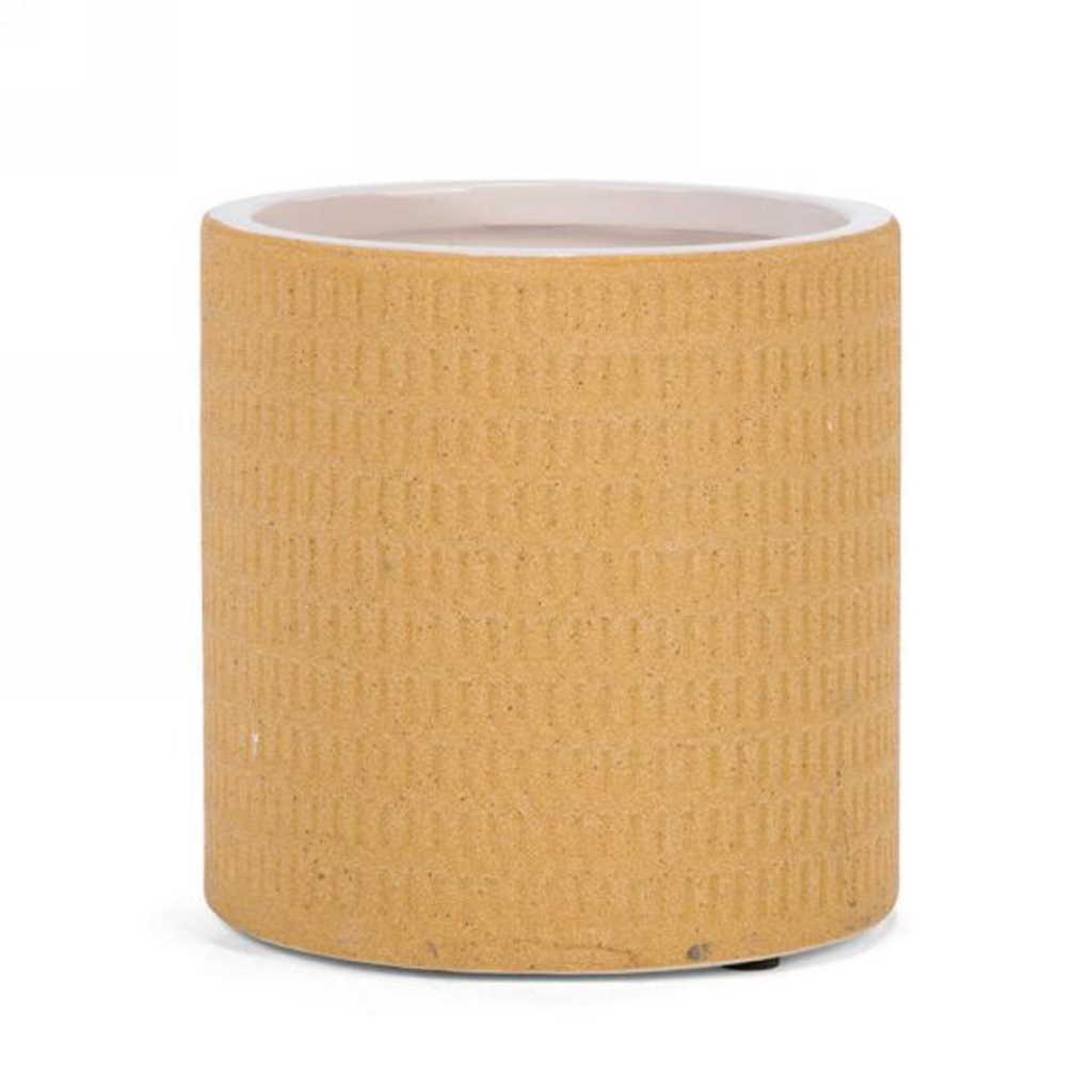 Cache-pot en ceramique texture jaune mat 5-1/2d x 5-1/2d
