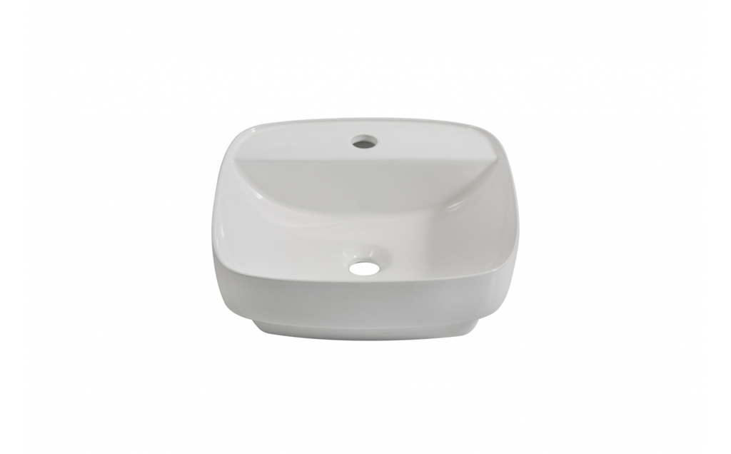[1OD-OD-4055-W] Lavabo porta semi-encastré 16 3/4" x 16 3/4" blanc lustré