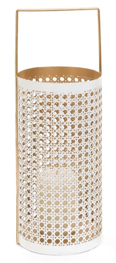 Lanterne en metal bengta hauteur 17po blanc et or