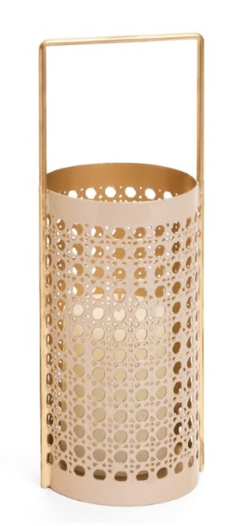 Lanterne en metal bengta hauteur 12po beige et or