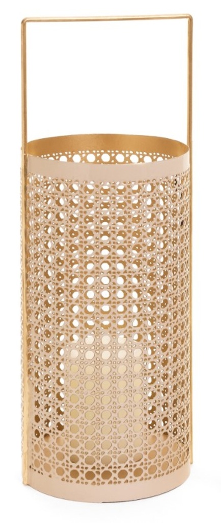 Lanterne en metal bengta hauteur 17po beige et or