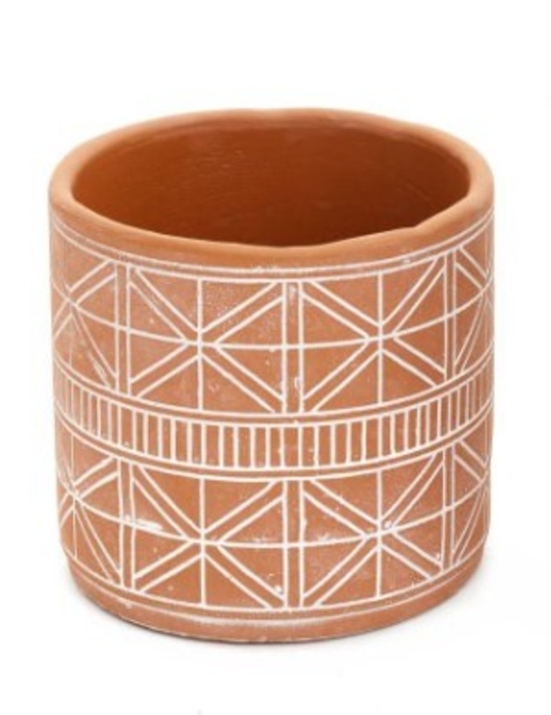 CACHE POT AZTEC EN CEÌRAMIQUE TERRACOTTA 5H